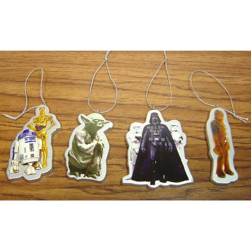 2007 STAR WARS 4 PIECE SET OF METAL ORNAMENTS WITH BOX